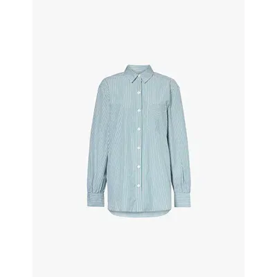 Rag & Bone Maxine Striped Cotton-poplin Shirt In Greenstrp