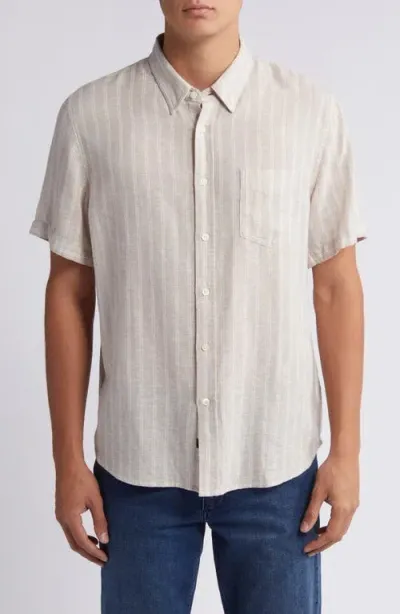 Rails Carson Stripe Short Sleeve Linen Blend Button-up Shirt In Atwater Stripe Sand