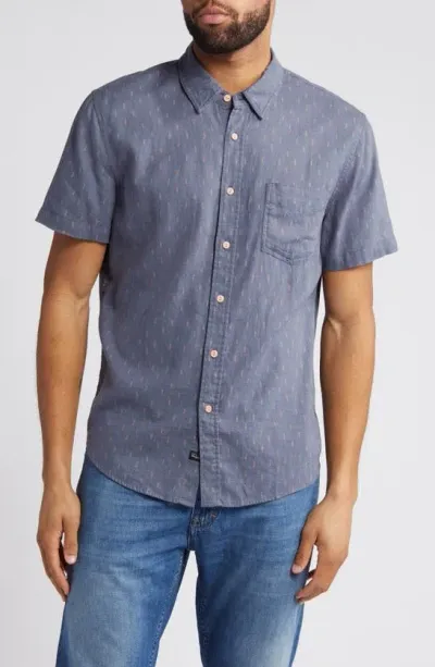 Rails Carson Wheat Print Short Sleeve Linen Blend Button-up Shirt In Louis Leaf Slate