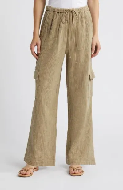 Rails Christiano Wide Leg Cotton Gauze Cargo Pants In Olive