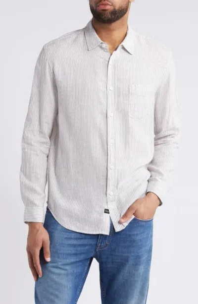 Rails Connor Stripe Linen Blend Button-up Shirt In Ghurka White Railroad