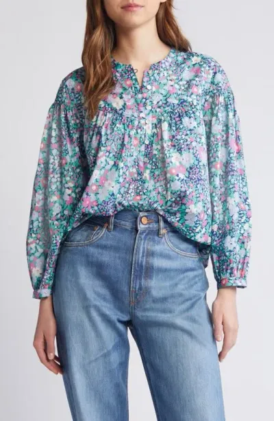 Rails Ellison Floral Popover Top In Navy Leila