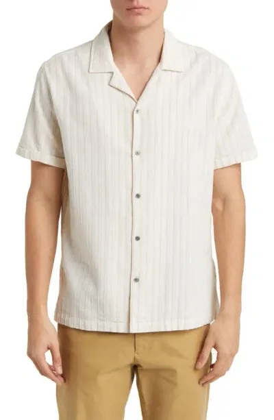 Rails Sinclair Textured Stripe Camp Shirt In Bone