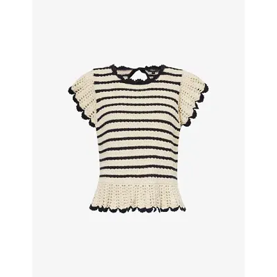 Rails Womens Oatmeal Black Coen Striped Cotton Top In Beige