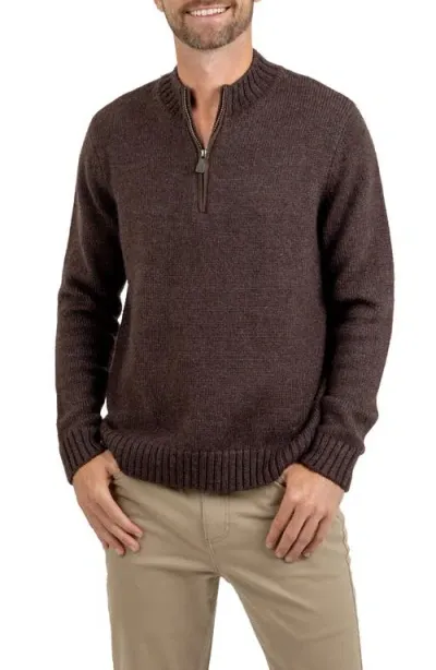 Rainforest The Mont Tremblant Rib Knit Quarter Zip Sweater In Chocolate