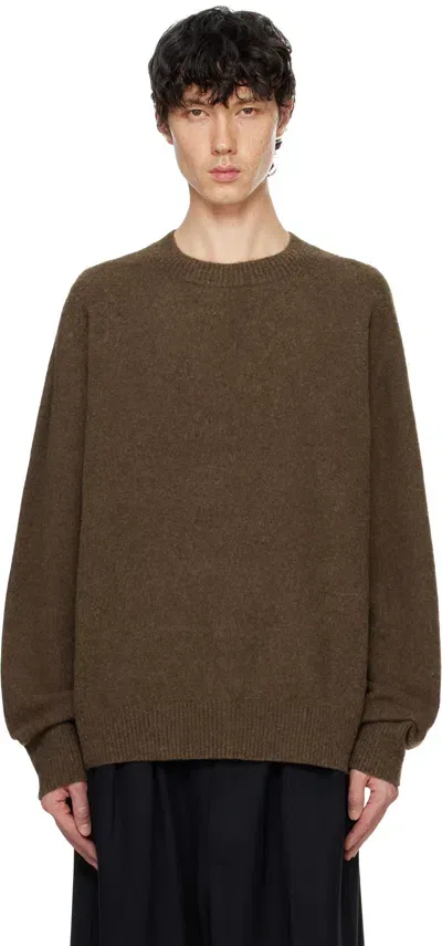 Rainmaker Kyoto Brown Oneside Raglan Sleeve Crew Neck Sweater In Top Brown