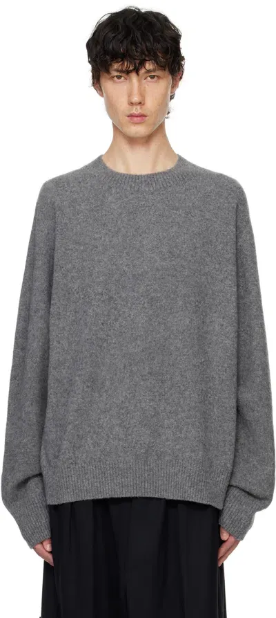 Rainmaker Kyoto Gray Oneside Raglan Sleeve Crew Neck Sweater In Top Gray