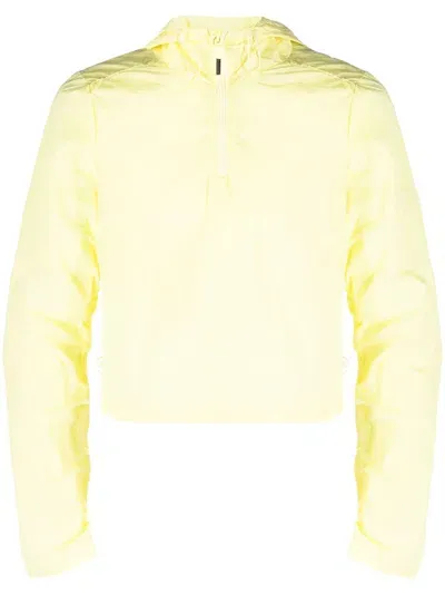 Rains Drawstring Cropped Hooded Jacket In Yellow