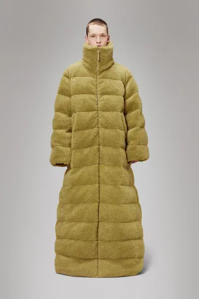 Rains Kofu Vision Longest Fleece Puffer Jacket In Gold