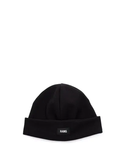 Rains Ribbed Beanie In Black  