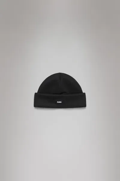 Rains Ribbed Fleece Beanie In Black