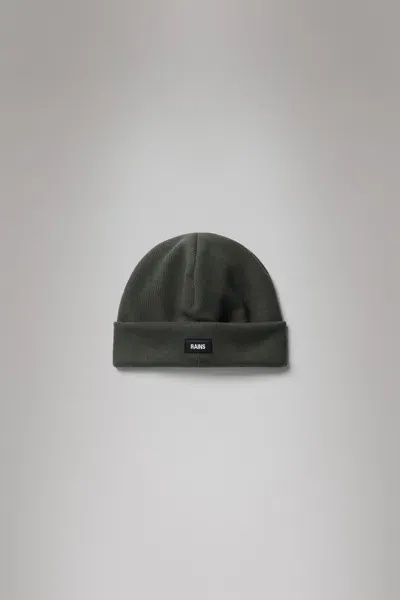 Rains Ribbed Fleece Beanie In Green