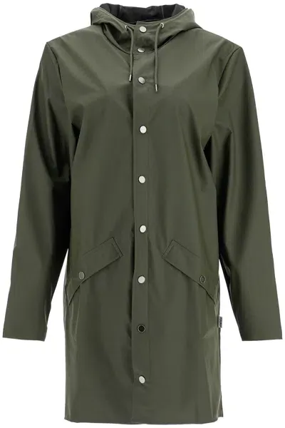 Rains Unisex Long Rain Jacket In Green