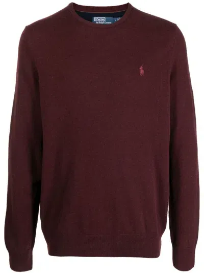 Ralph Lauren Bordeaux Wool Sweater In Dark Red