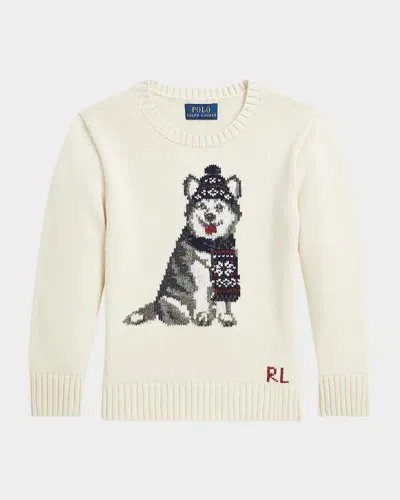 Ralph Lauren Kids' Boy's Husky Intarsia Sweater In Andover Cream