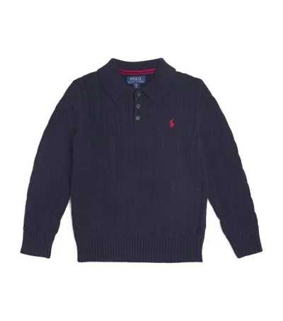 Ralph Lauren Kids' Cable-knit Logo Sweater In Navy