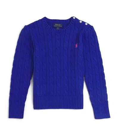 Ralph Lauren Kids' Cable-knit Polo Pony Sweater In Blue