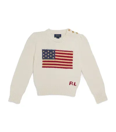 Ralph Lauren Kids' Cotton American Flag Sweater In White