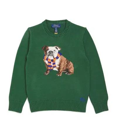 Ralph Lauren Kids' Cotton Bulldog Sweater In Green