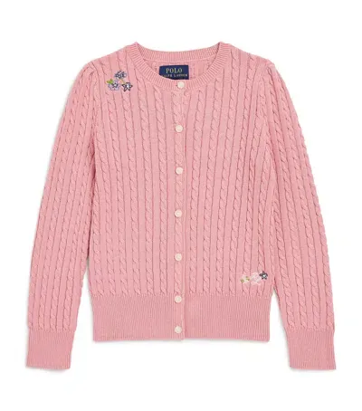 Ralph Lauren Kids' Cotton Cable-knit Cardigan In Pink