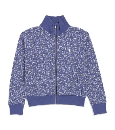 Ralph Lauren Kids' Cotton Floral Zip-up Sweatshirt In Blue