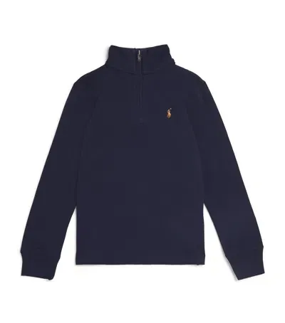 Ralph Lauren Kids' Cotton Half-zip Sweatshirt In Navy