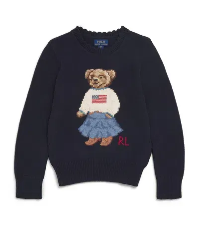 Ralph Lauren Kids' Cotton Polo Bear Sweater In Blue