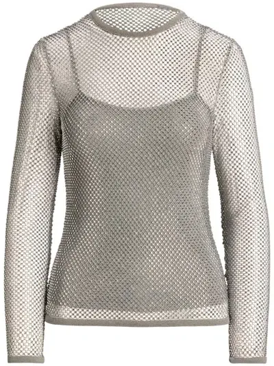 Ralph Lauren Crystal-embellished Long-sleeve Top In Asteroid