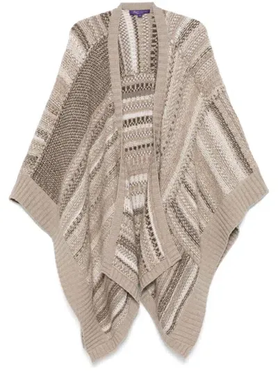 Ralph Lauren Intarsia-knit Cape In Neutrals