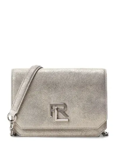 Ralph Lauren Logo-plaque Suede Mini Bag In Silver