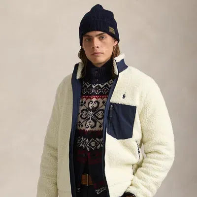 Ralph Lauren Pile Fleece Hybrid Jacket In Clubhouse Cream