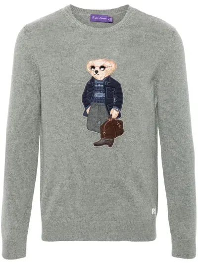 Ralph Lauren Polo Bear-patch Sweater In Brown