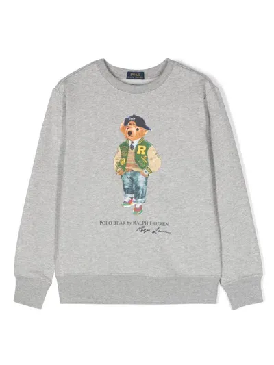 Ralph Lauren Kids' Polo Bear Sweatshirt In Grey