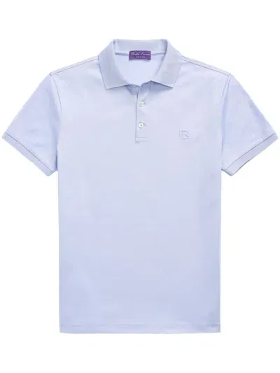 Ralph Lauren Purple Label Embroidered-logo Polo Shirt In 蓝色