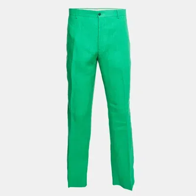 Pre-owned Ralph Lauren Purple Label Green Linen Trousers Xxl