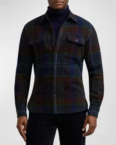 Ralph Lauren Purple Label Men's Bradley Plaid Wool Twill Shirt In Multi