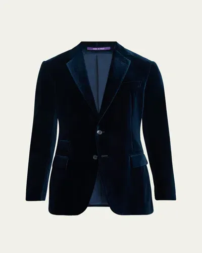 Ralph Lauren Purple Label Men's Kent Hand-tailored Velvet Dinner Jacket In Pgnt Blue