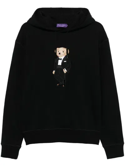 Ralph Lauren Purple Label Polo Bear Hoodie In Black