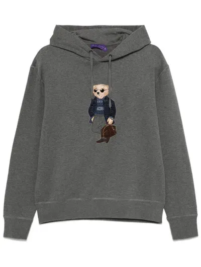 Ralph Lauren Purple Label Polo Bear Hoodie In Grey