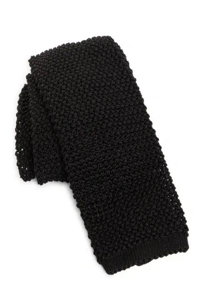 Ralph Lauren Purple Label Silk Knit Skinny Tie In Black