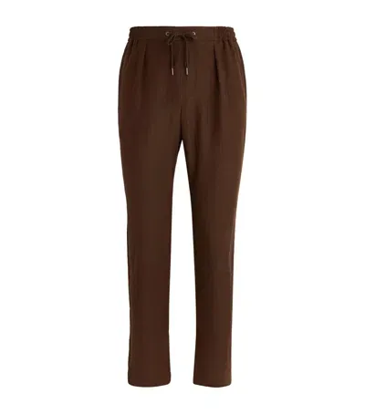 Ralph Lauren Purple Label Silk-linen Trousers In Brown