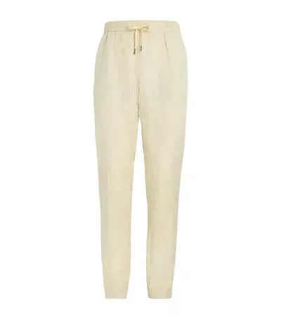 Ralph Lauren Purple Label Silk-linen Trousers In Neutral