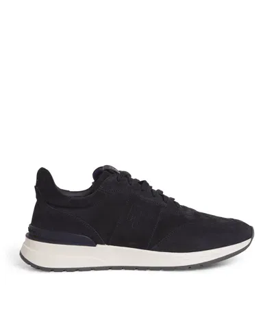 Ralph Lauren Purple Label Suede Ethan Sneakers In Navy