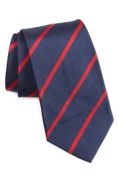 Ralph Lauren Purple Label Super Repp Stripe Silk Tie In Navy/red