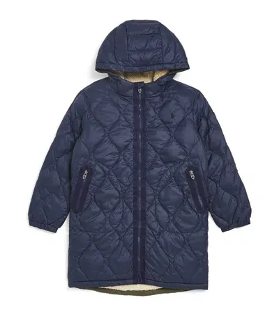 Ralph Lauren Kids' Quilted Down Longline Jacket In Navy