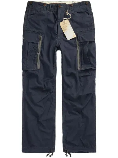 Ralph Lauren Rrl Cotton Cargo Trousers In Blue