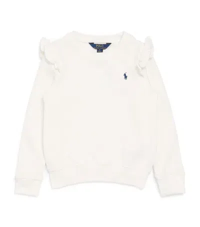 Ralph Lauren Kids' Ruffle-trim Polo Pony Sweatshirt In White