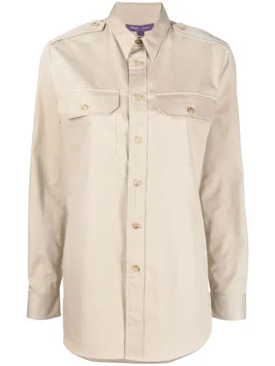 Ralph Lauren Ry Flap-pocket Long-sleeve Shirt In Nude