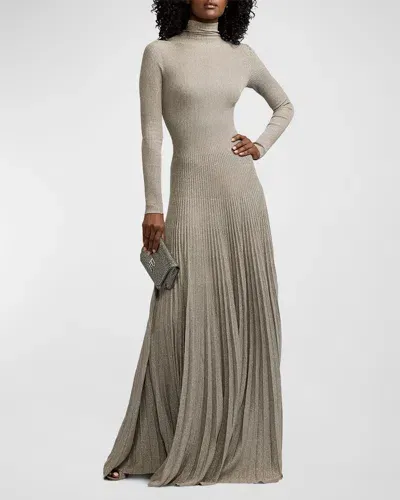 Ralph Lauren Turtleneck Sweater Evening Dress In Platinum