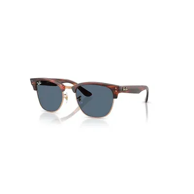 Ray Ban Clubmaster Reverse Sonnenbrillen Havana Gestreift Fassung Blau Glas 54-21 In Brown